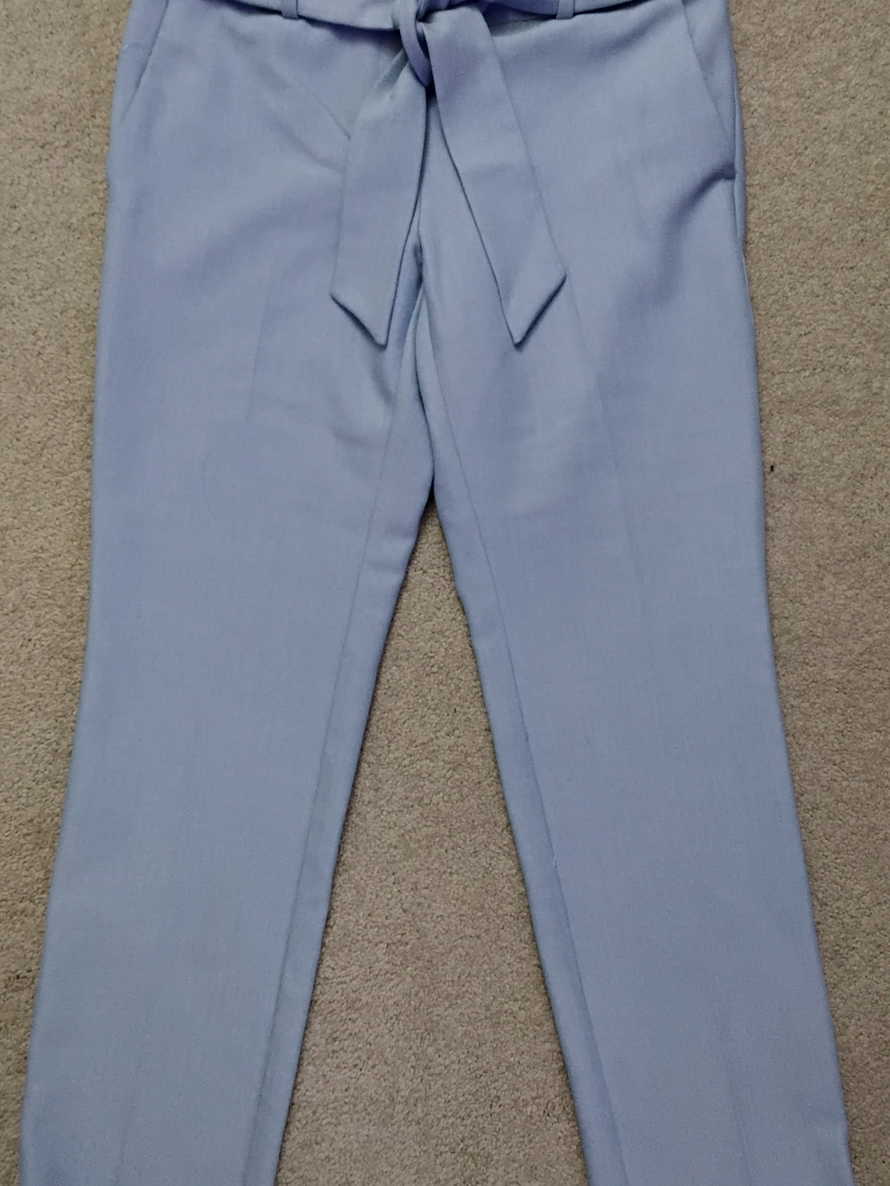 LOFT Women's Light Blue Cropped Tie-Waist Ankle Pants